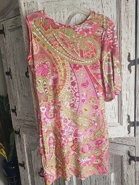 NWT 4 LACES (similar to Lilly Pulitzer) Pink Paisley One-Shoulder Dress